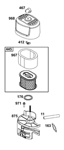 Air Cleaner Group Diagram and Parts List for 106232-0268-H1 100000 - 19Z999 Briggs and Stratton Engine